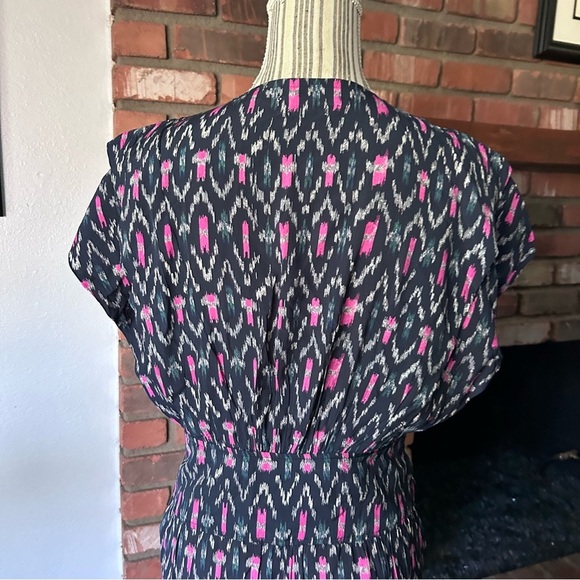 Isabel Marant Etoile Almeya Ikat Print Midi Dress in Faded Night Sz 8 - Picture 9 of 11